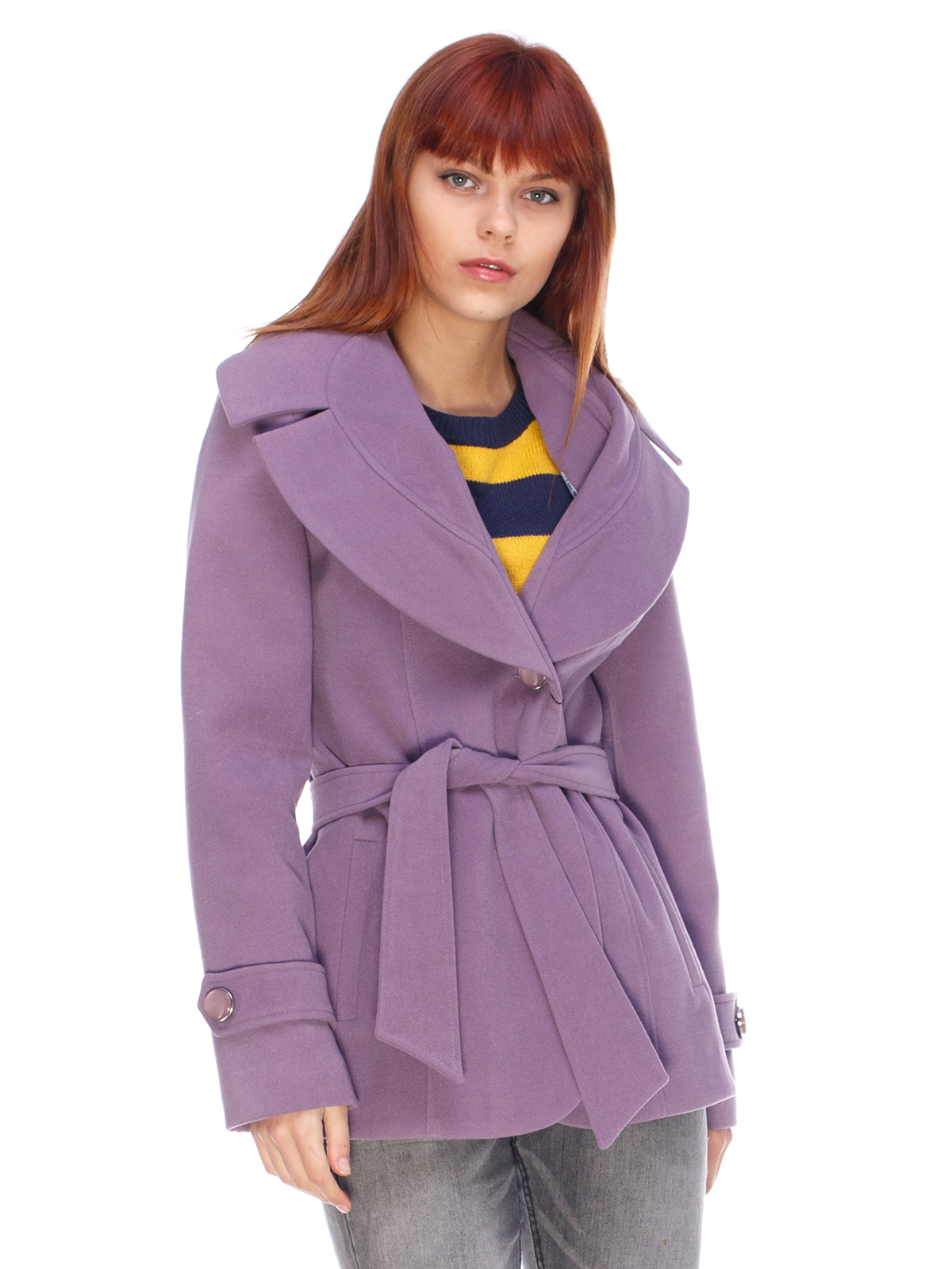 Фиолетовое женское пальто