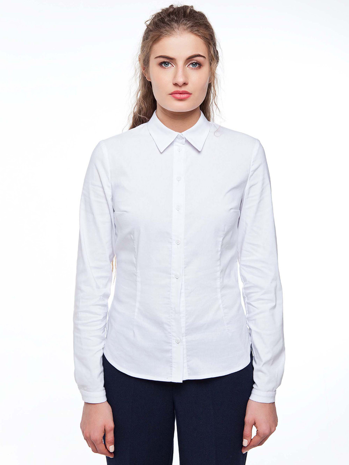 Белые приталенные рубашки женские