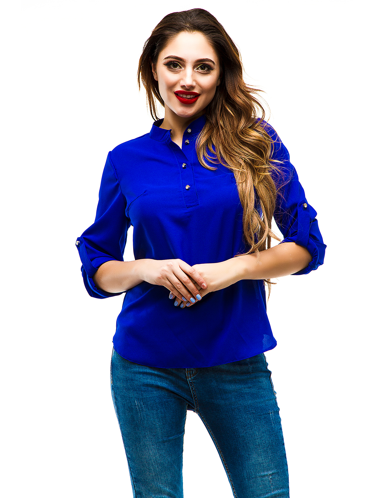 Синяя рубашка женская