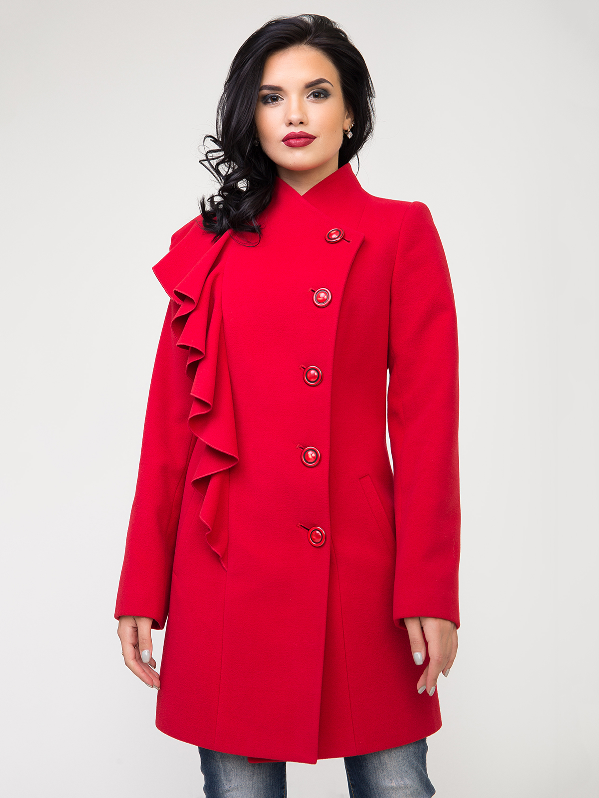 Красное пальто женское демисезонное