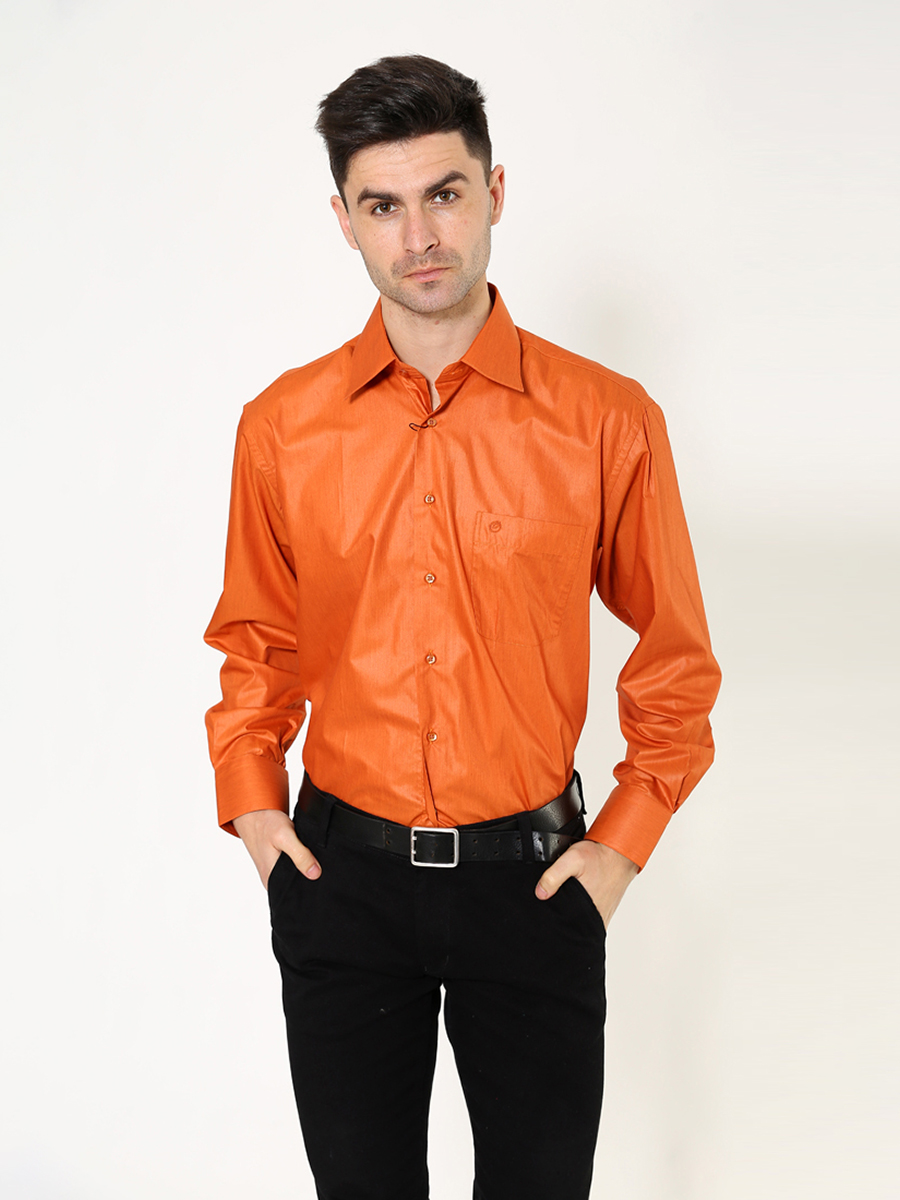 Темно оранжевая рубашка мужская