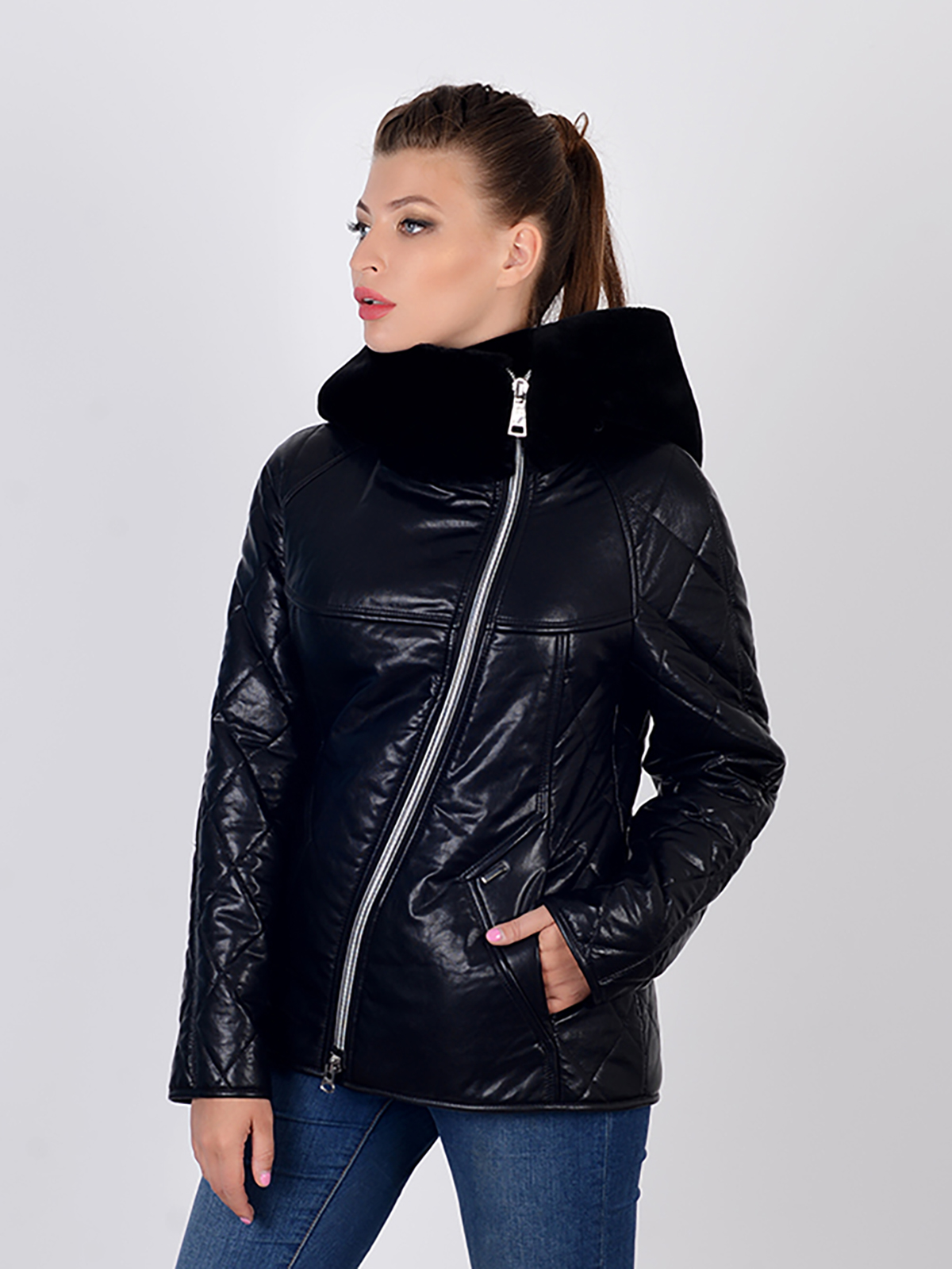 Куртка из экокожи женская зима