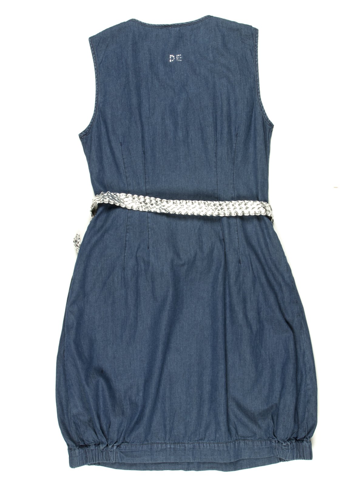 Платье синее джинсовое с плетеным поясом | 597276