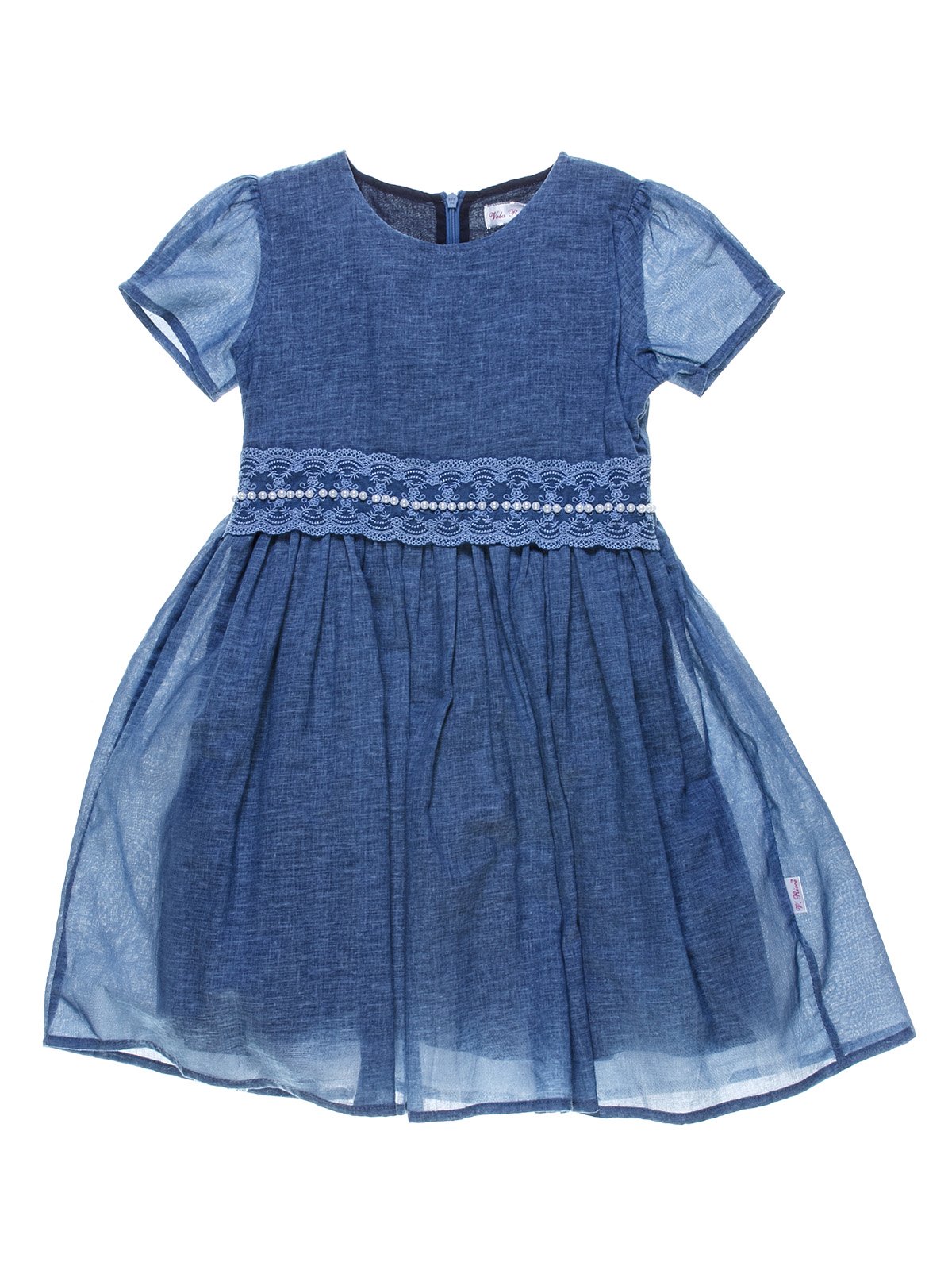 Сукня синя з ажурним оздобленням і декором | 1039099