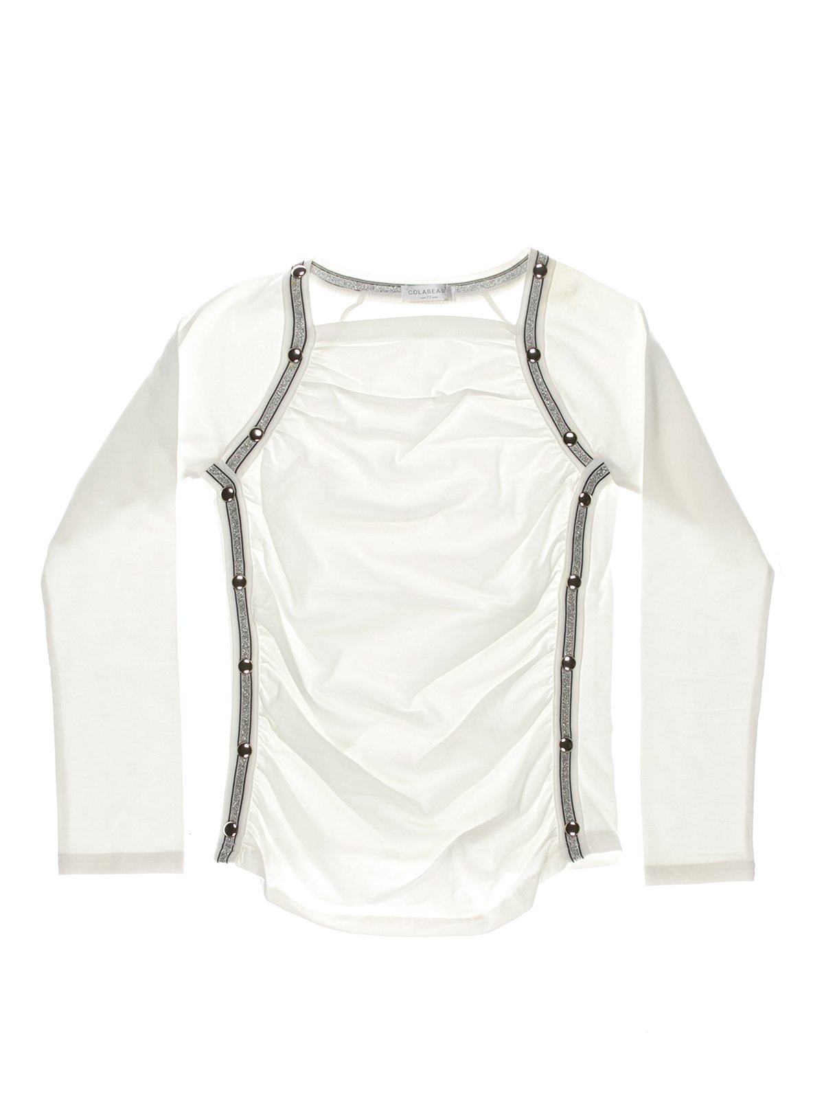 Блуза белая с контрастной отделкой | 1364649