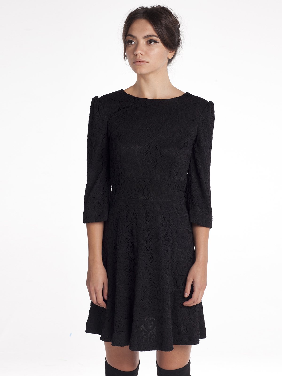 Черное ажурное платье из тонкого кружева с подкладом 0451101512-50