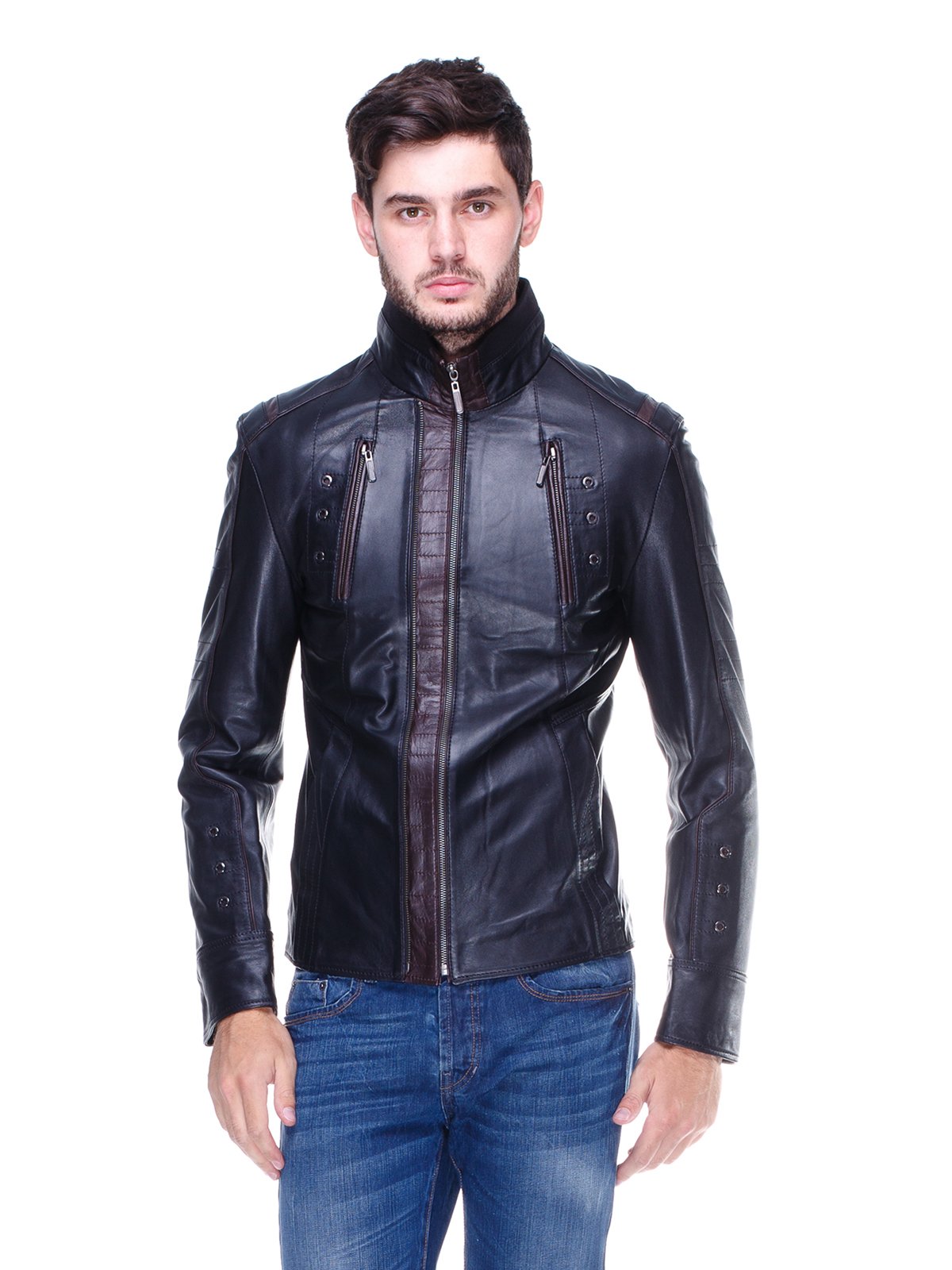 Куртка черная с контрастной отделкой и люверсами | 1830340