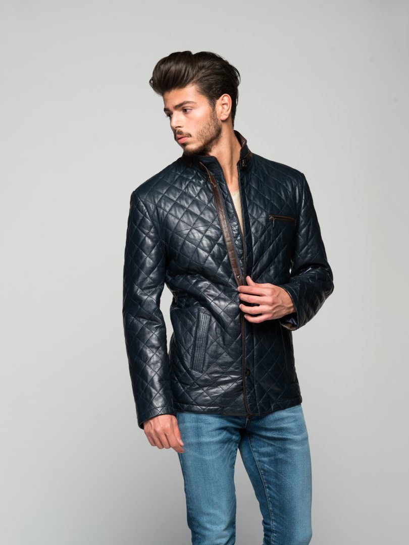 Куртка темно-синяя с контрастной отделкой | 1863849