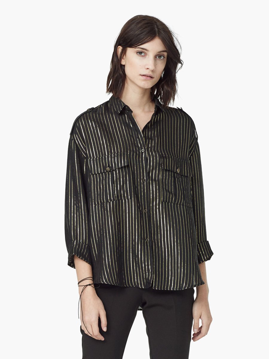Блуза черная в узкую полоску | 2076523