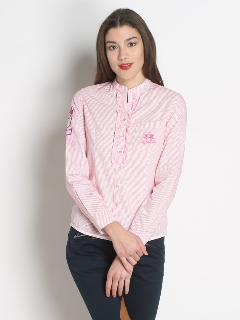 Блуза розовая в полоску | 2377951