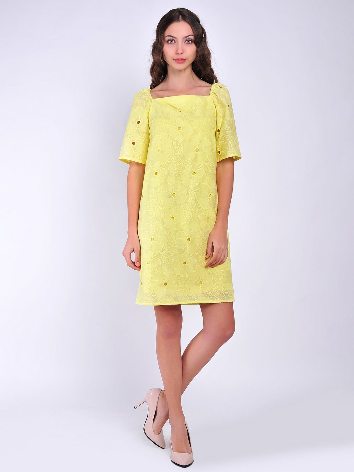 Сукня жовта з квітковим малюнком | 3100747