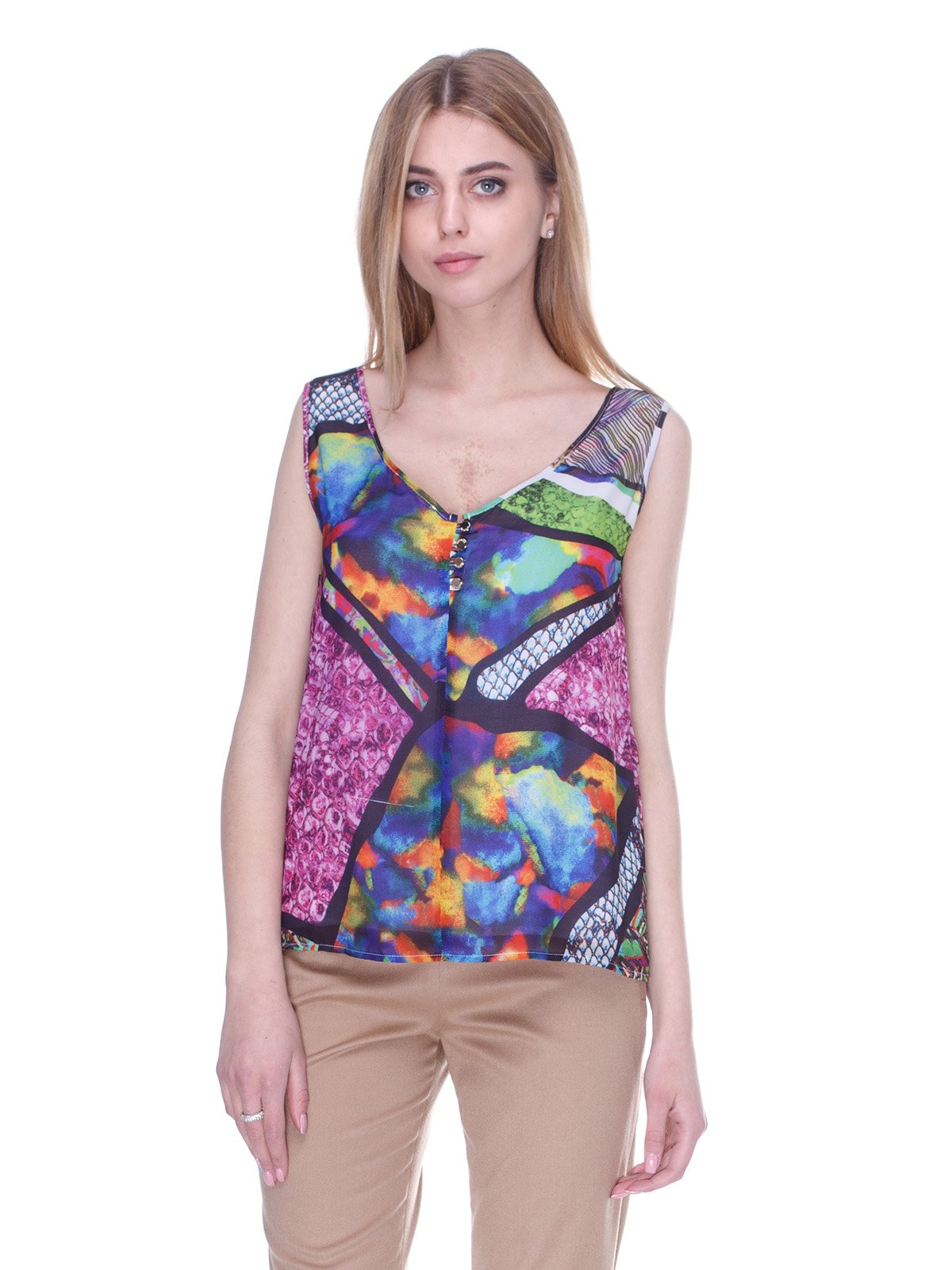 Блуза разноцветная в принт | 3005351