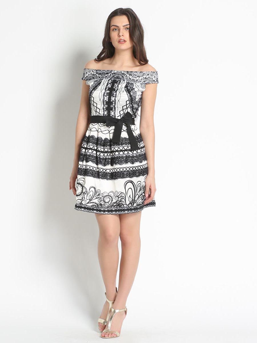 Платье черно-белое с принтом | 3186189