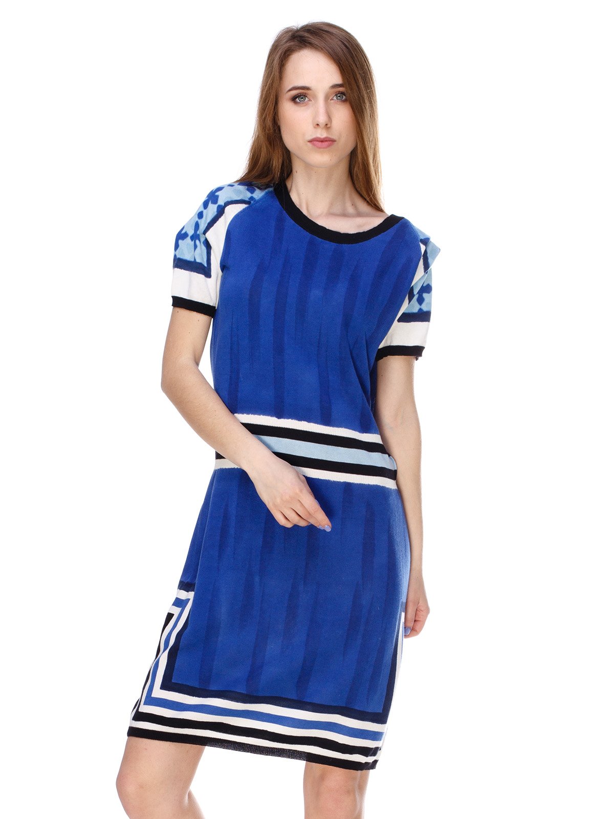 Платье синее с полосками | 2434138