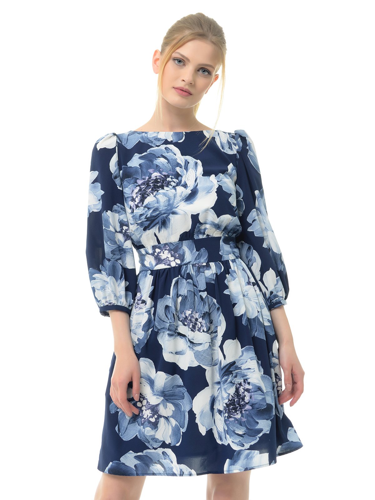 Сукня темно-синя у квітковий принт | 3352838