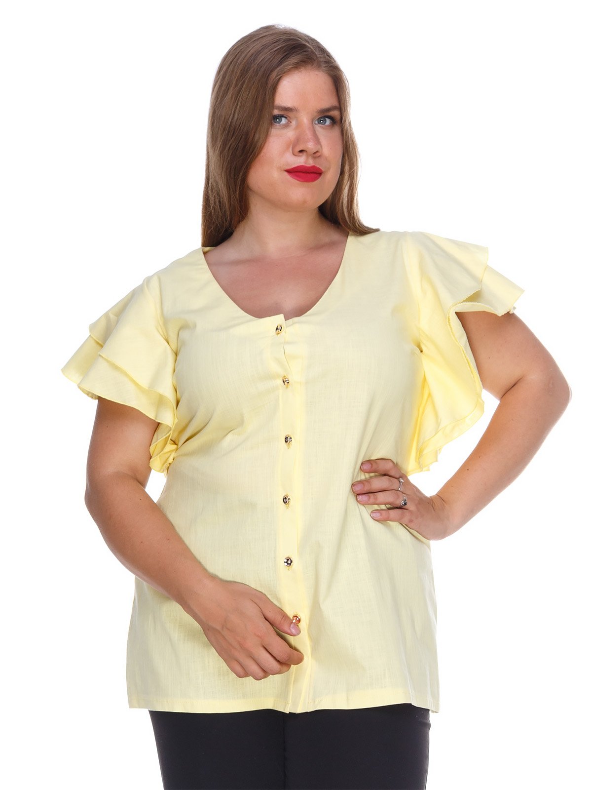 Блуза з льону жовта | 3315339