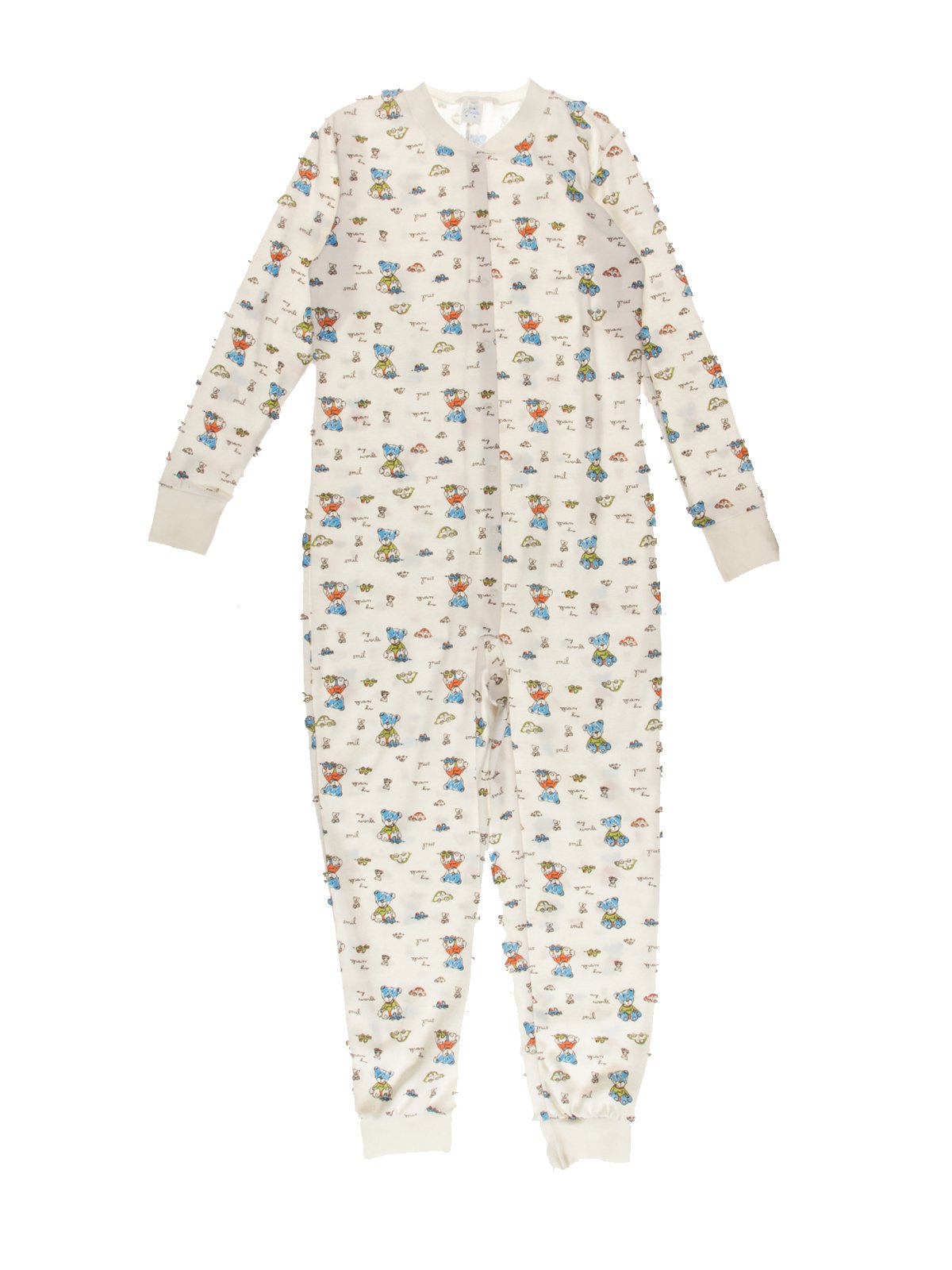 Человечек-пижама молочного цвета с принтом | 3755696