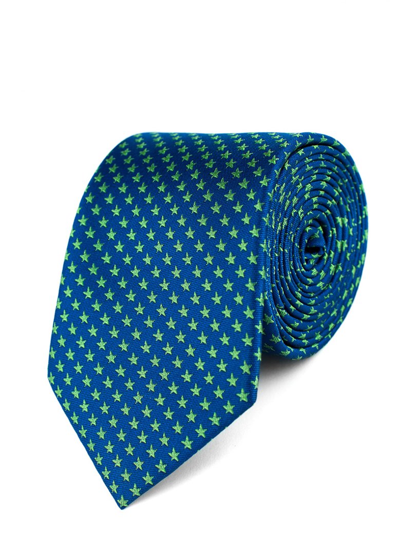Краватка синя в принт | 3800800