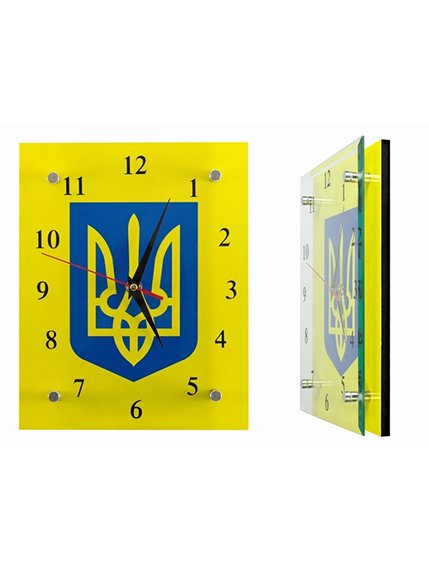 Годинник настінний скляний «Герб України» | 3833530