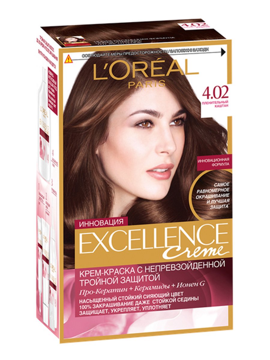 Краска для волос L’Oréal Paris Excellence Crème № 4.02 - пленительный каштан (12 мл; 72 мл; 48 мл) | 3956362