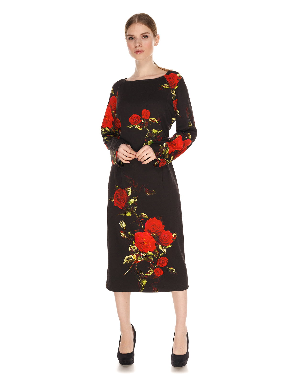 Сукня чорна з квітковим принтом | 4118285