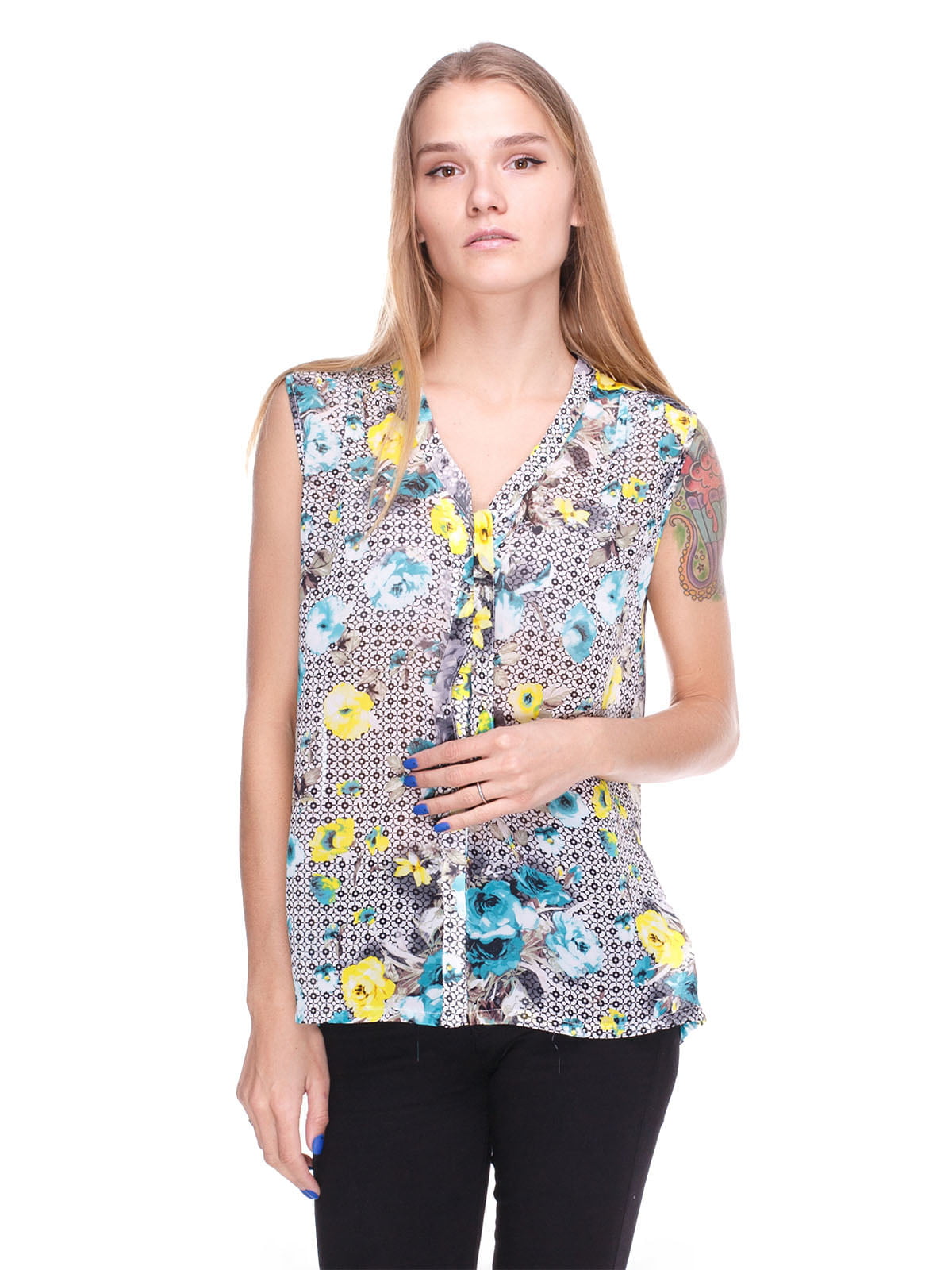 Блуза комбинированной расцветки | 4180418