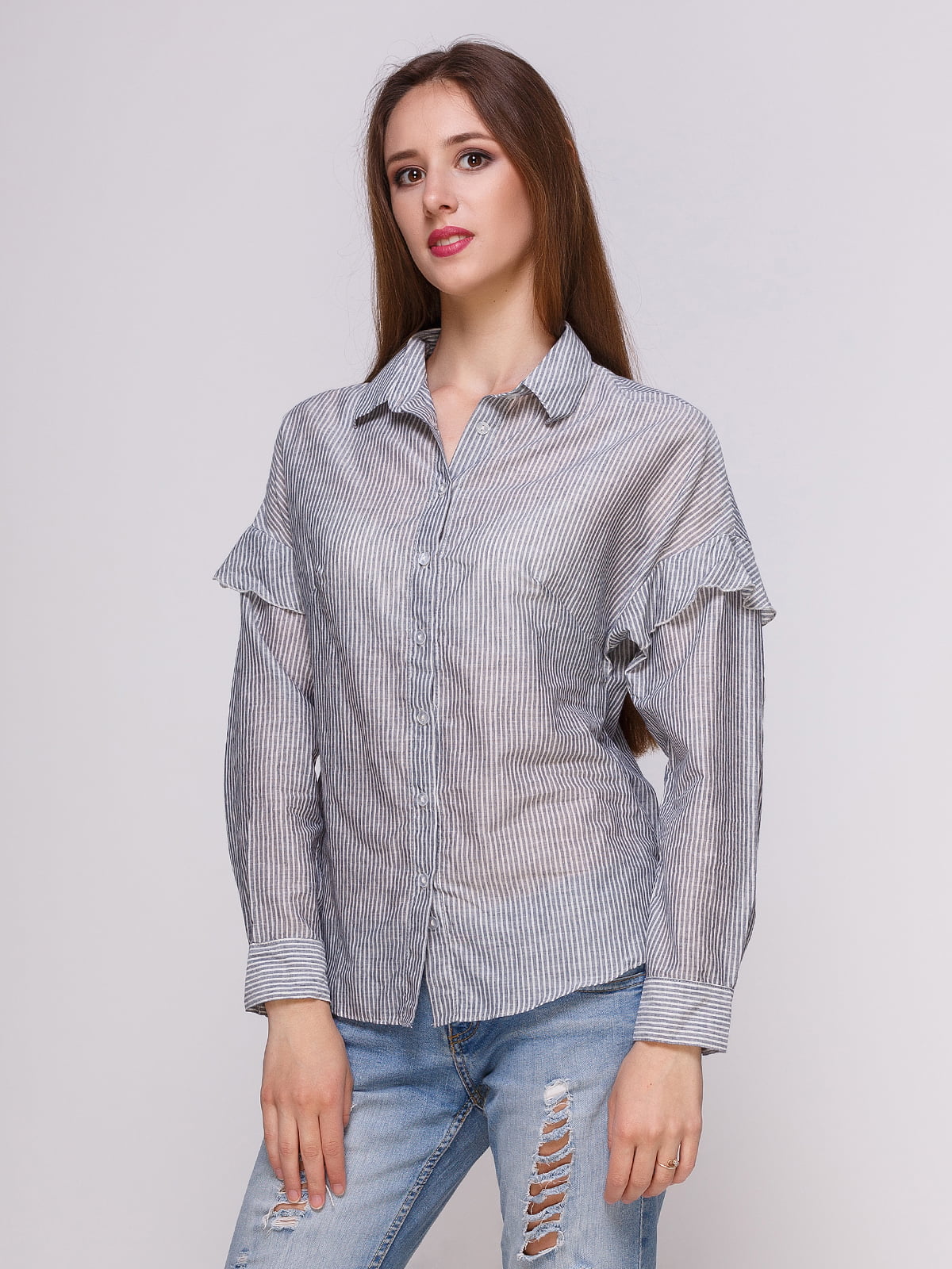 Блуза сіра в смужку | 4262459