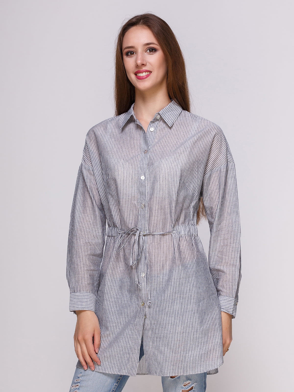 Блуза сіра в смужку | 4262462