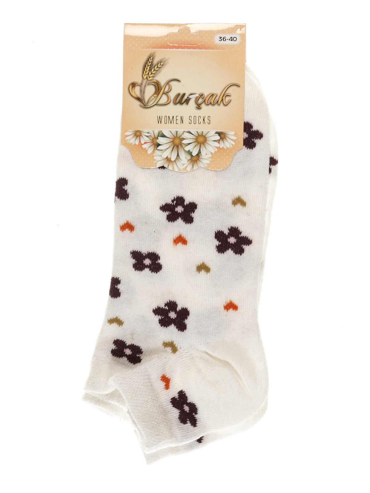 Шкарпетки білі з квітковим малюнком | 3267111