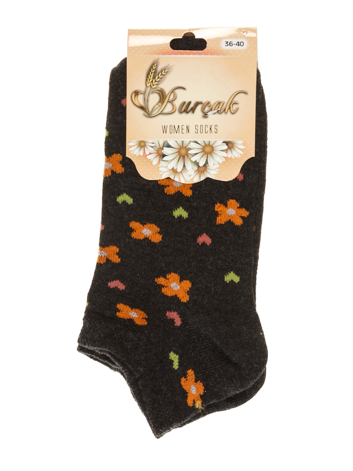 Шкарпетки графітового кольору з квітковим малюнком | 3267112