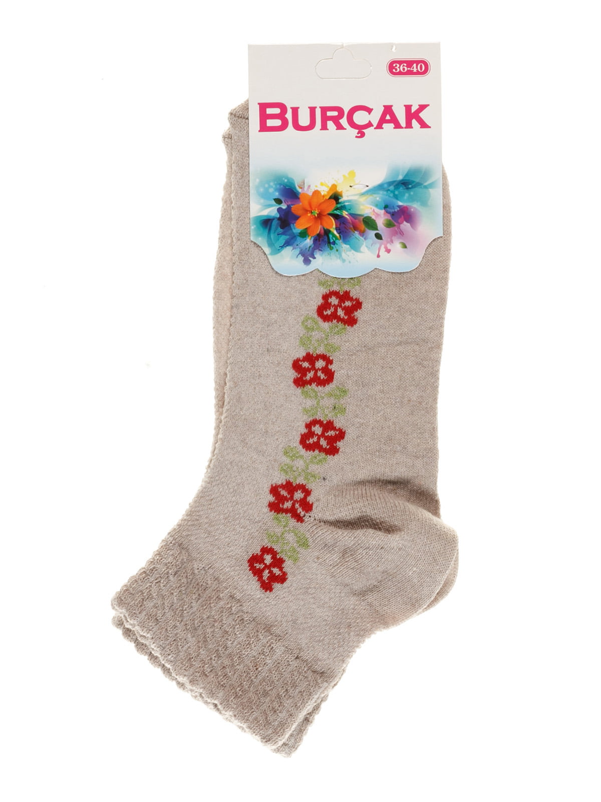 Шкарпетки пісочного кольору з квітковим малюнком | 3267173