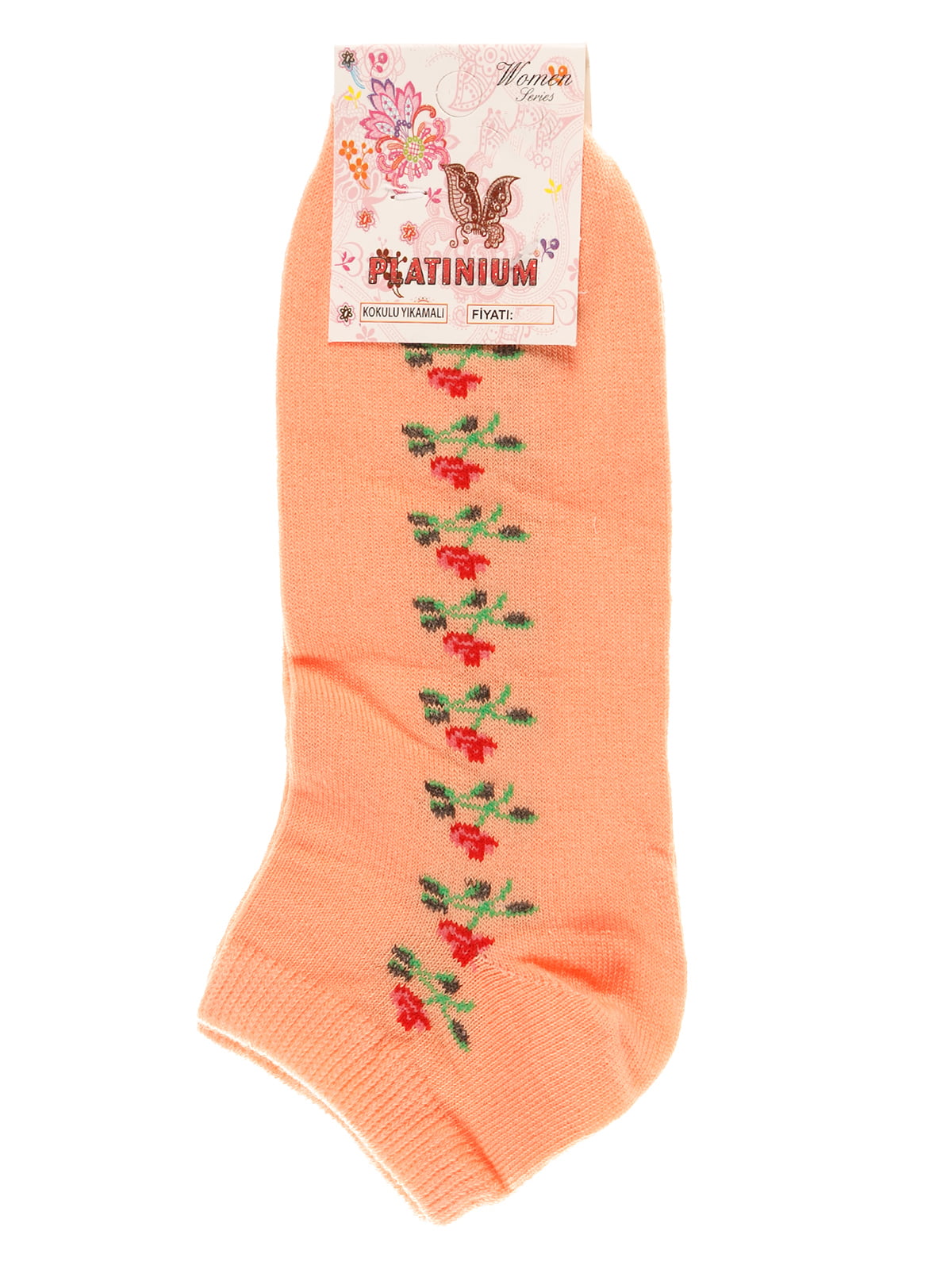 Шкарпетки яскраво-кремового кольору з квітковим малюнком | 4079436