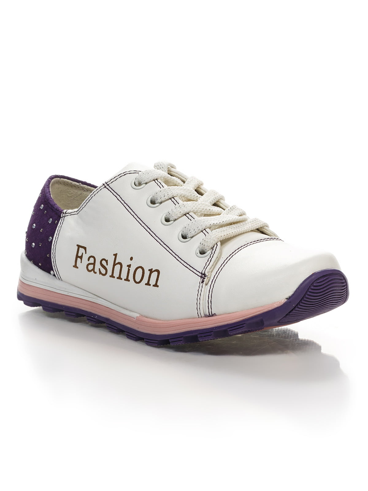 Кросівки біло-фіолетові з написом | 4412579