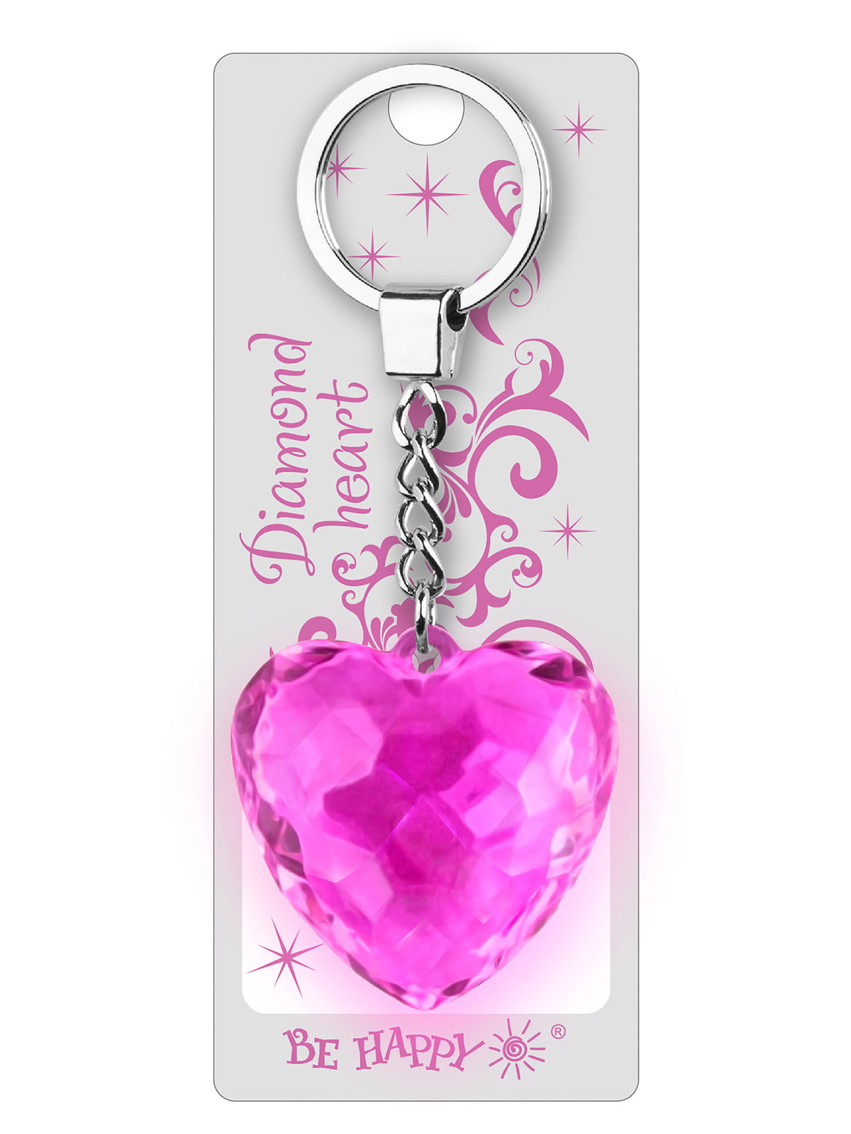 Брелок в виде бриллиантового сердца — розовый | 4464755