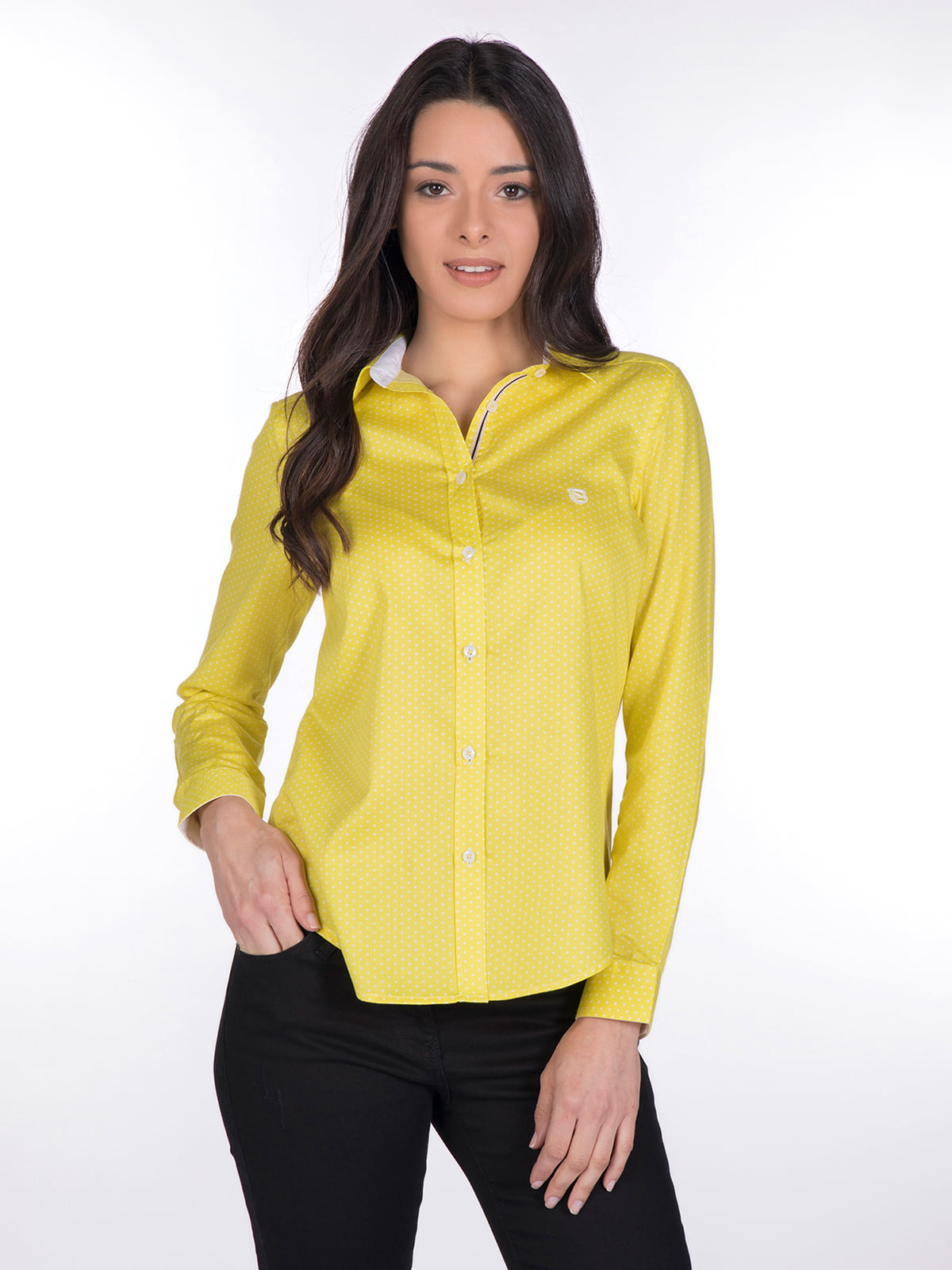 Рубашка желтая в принт | 4138133