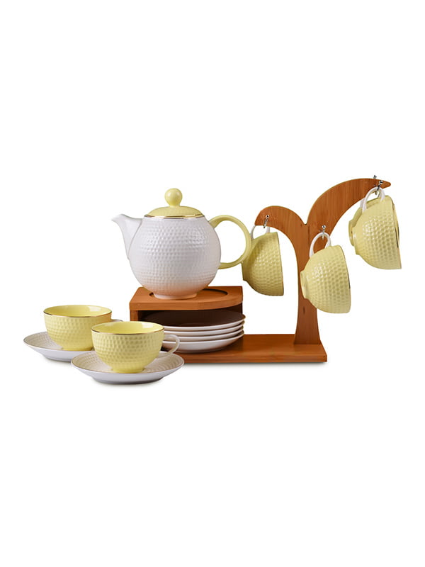 Набір чайний (13 предметів) на бамбуковій підставці | 4493195