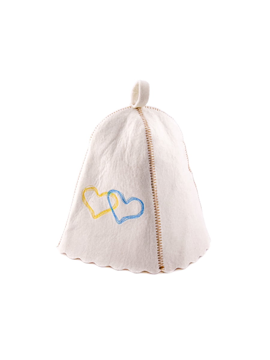 Шапка для сауны с вышивкой «Сердца Украины» | 4508174