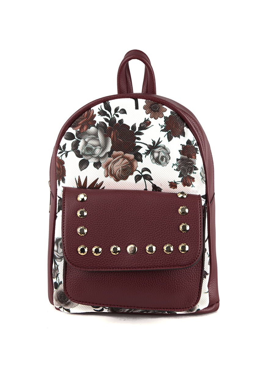 Рюкзак бордовый с цветочным принтом | 4580968