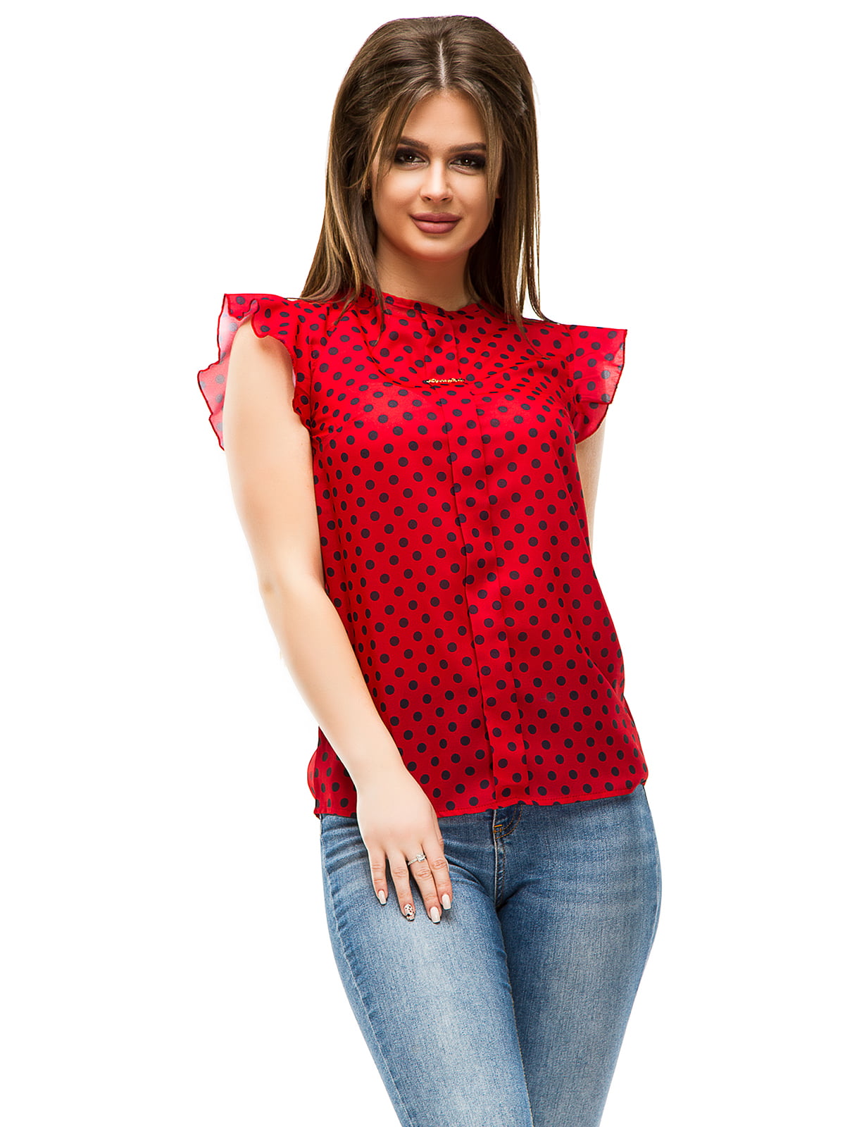 Блуза красная в горошек | 4613770