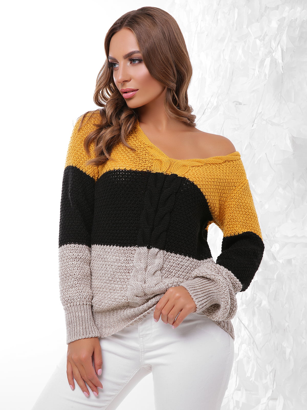 Пуловер трикольоровий | 4614399
