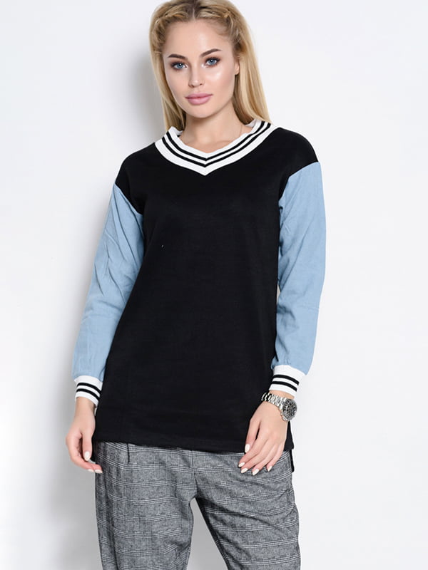 Пуловер черно-голубой | 4581127