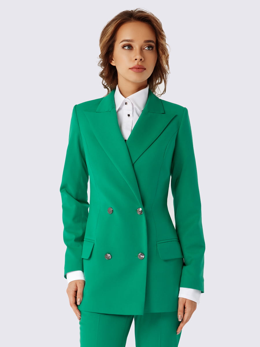 Пиджак двубортный Зара зеленый