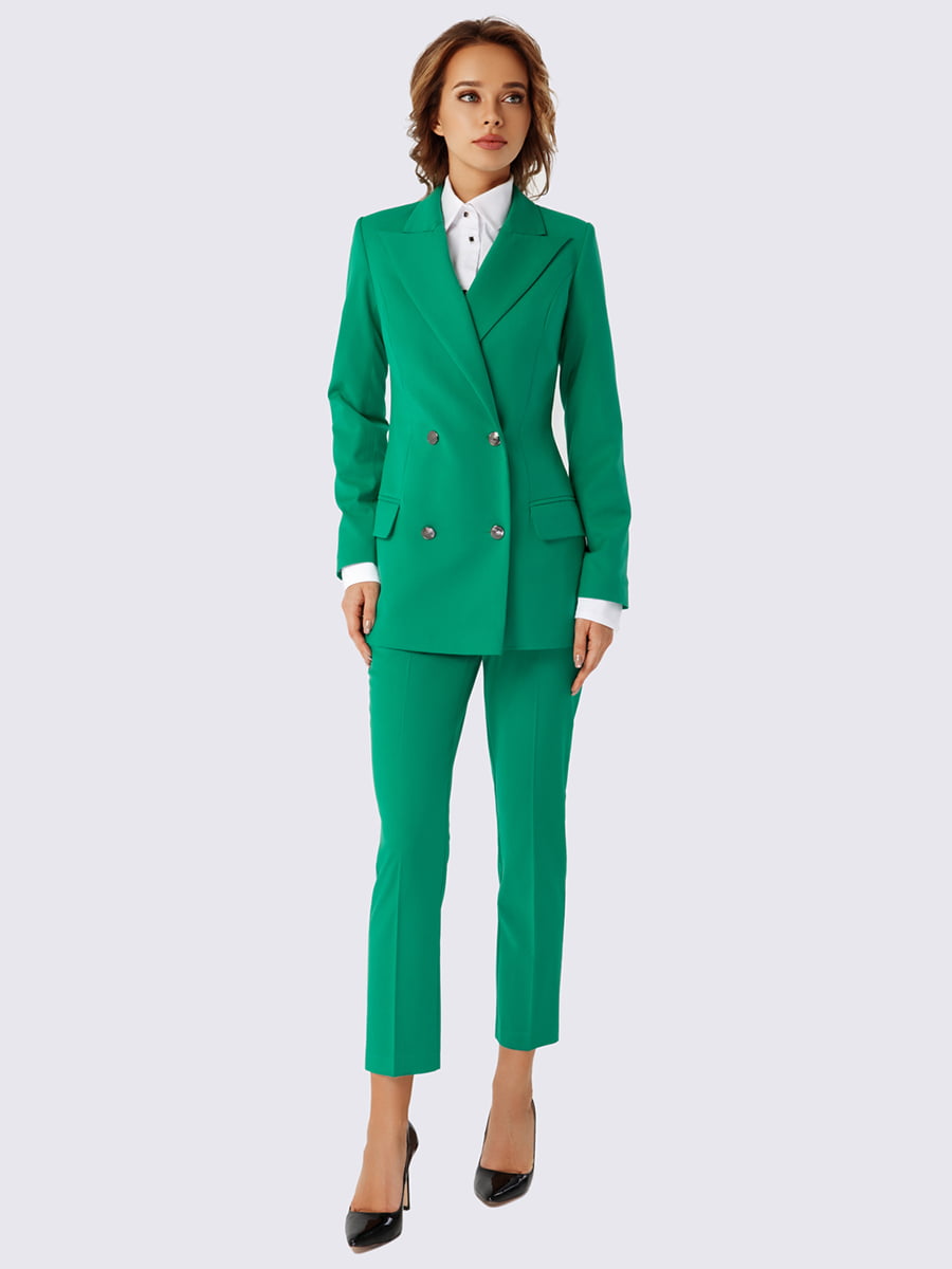 Брючный костюм женский зеленого цвета