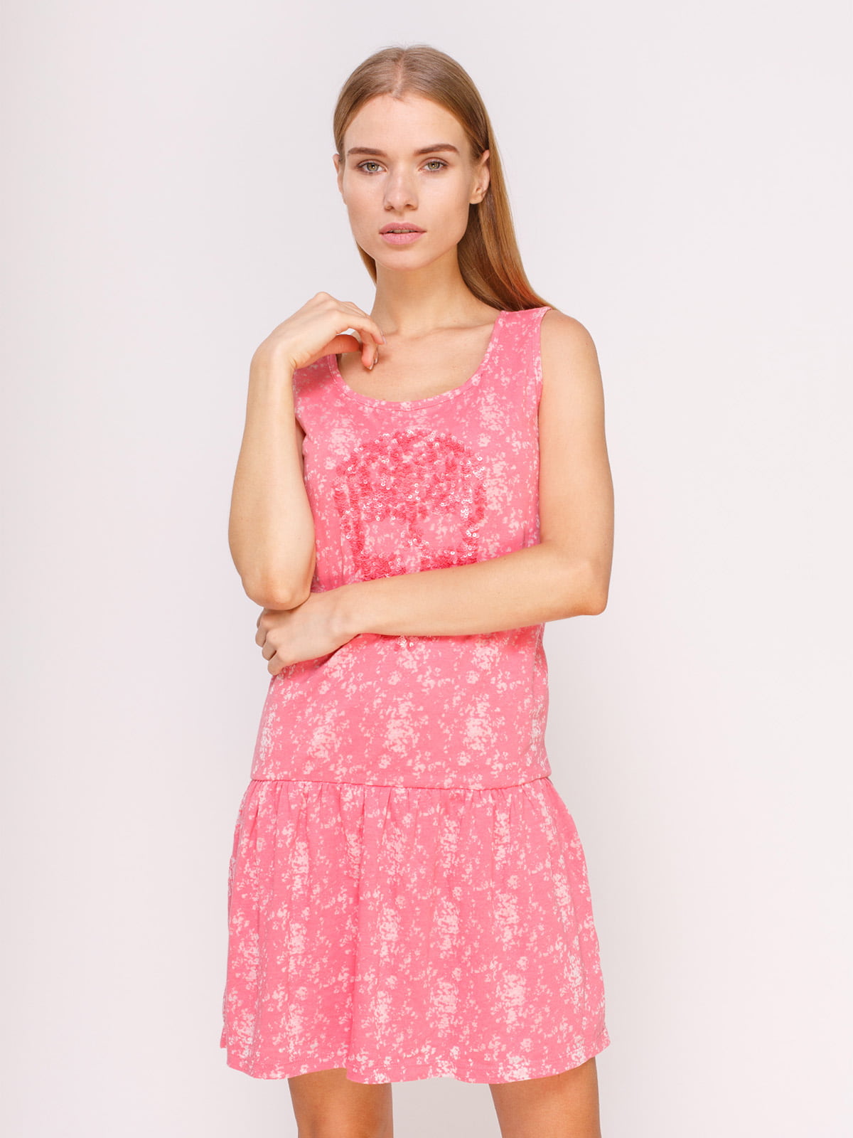 Платье розовое в принт | 4620957