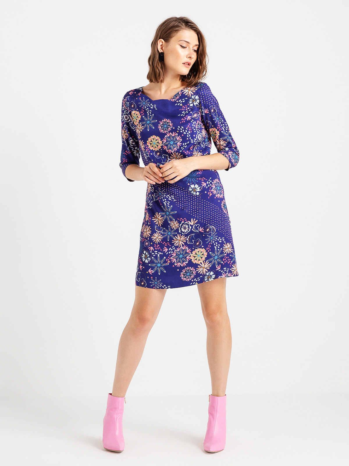 Сукня темно-фіолетова в квітковий принт | 4690812