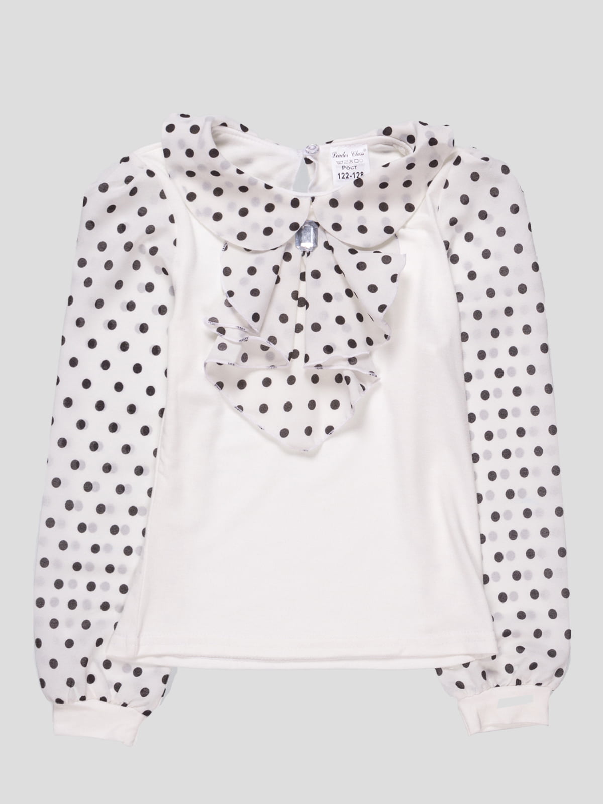 Блуза белая с рукавами в горох | 4715337