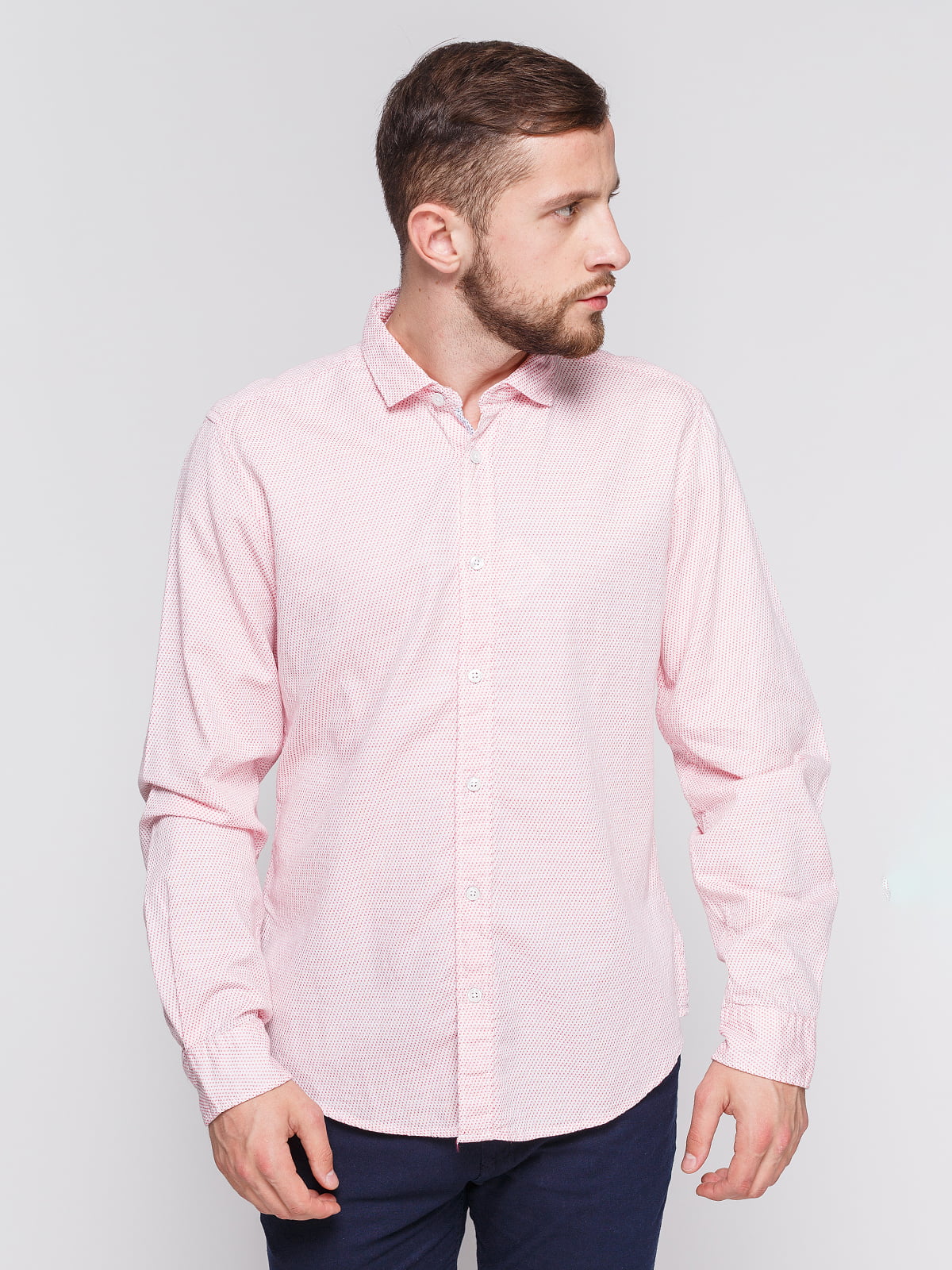 Рубашка розовая в принт | 3966774