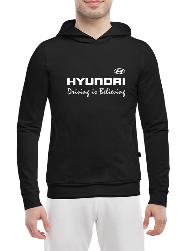 Худи черная с принтом Hyundai | 4573862