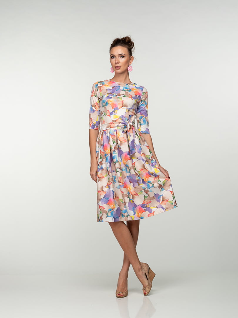 Платье в разноцветный акварельный принт | 4785360