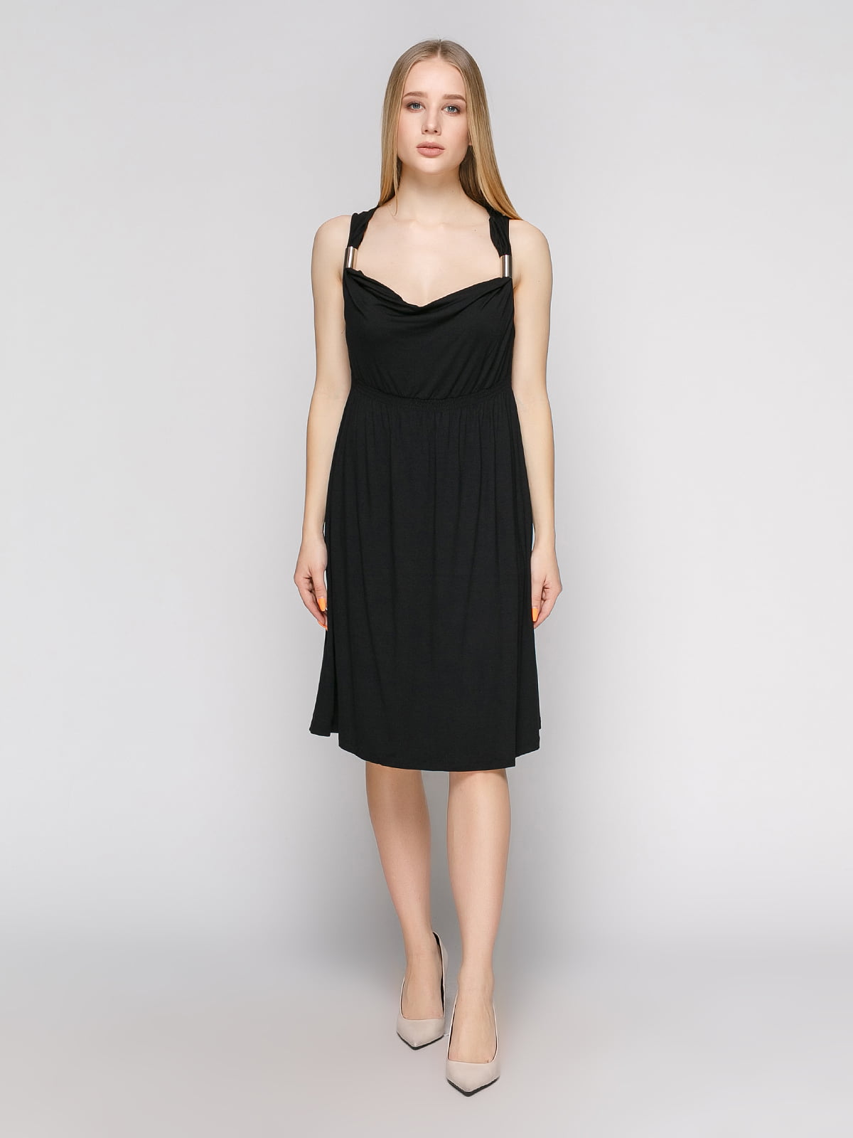 Платье черное с кружевной спинкой | 402695